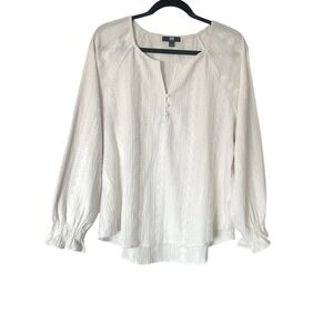 Frye Textured Eyelet Blouse Salt Breeze Festival Cottagecore Boho Peasant Large